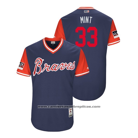 Camiseta Beisbol Hombre Atlanta Braves A.j. Minter 2018 LLWS Players Weekend Mint Azul
